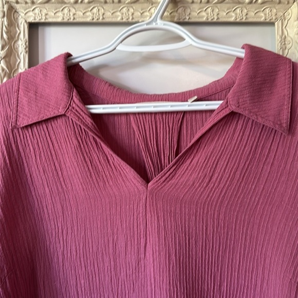 SOFT SURROUNDINGS | Key Biscayne Gauze Tunic 3/4 Sleeve Relaxed Notched Collar - Picture 7 of 11